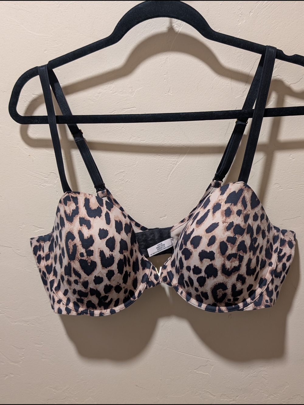 Victoria's Secret Leopard Print Lined Demi T-Shirt Bra - Nude & Black 38D